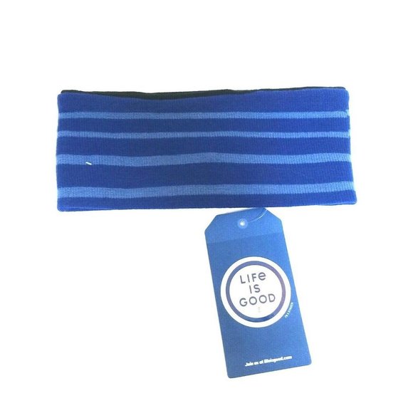 NEW Life is Good Unisex Stripes Reversible Knit Dusty Blue/Black-Gray H… - Picture 2 of 4